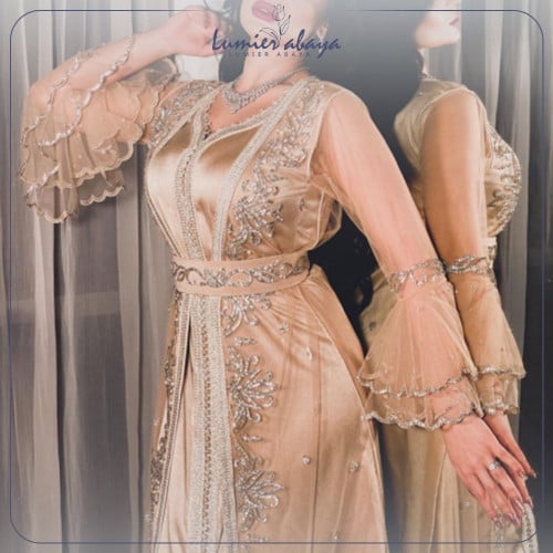 قفطان برونزي مغربي شك يدوي تل وحرير