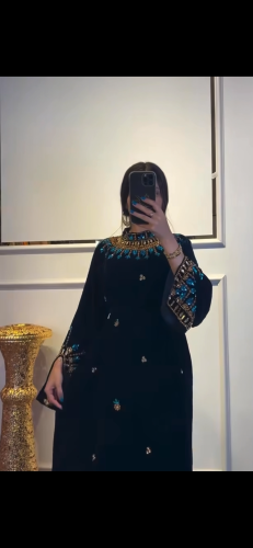 جلابية مخمل شك يدوي وخرز