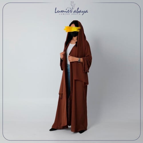 عباية دبل شيفون بني