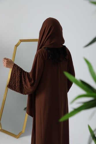 عباية دبل شيفون بني