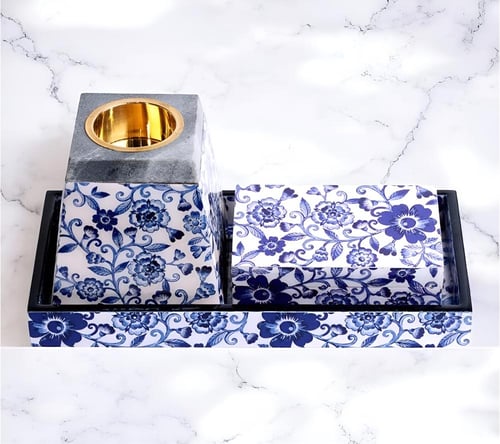 طقم مبخر سراميك ازرق