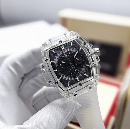 ساعه هوبلت شفاف موديل ربل فخامة