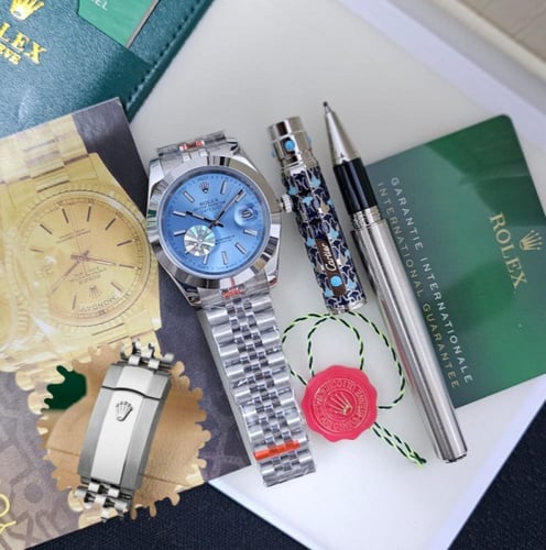 طقم رجالي فخم ساعة رولكس معا قلم كارتير