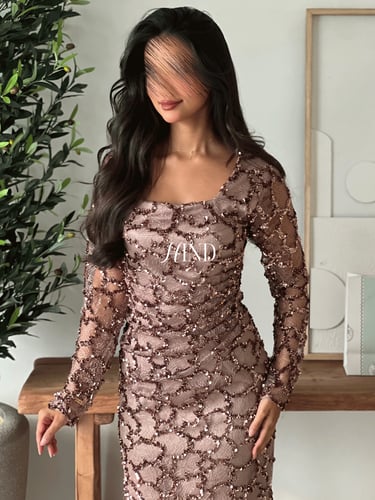 فستان وردي انيق 1108