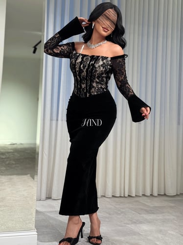 فستان دانتيل اسود 1114