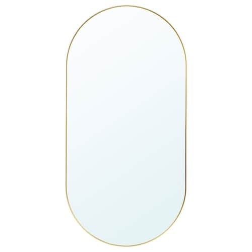 مرآه جدارية إطار ألمنيوم شكل بيضاوي لون ذهبي مقاس...