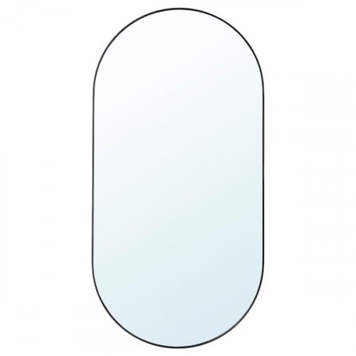مرآه جدارية إطار ألمنيوم شكل بيضاوي لون أسود مقاس...