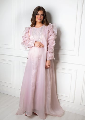 فستان اورقنزا راقي باكمام رفلز