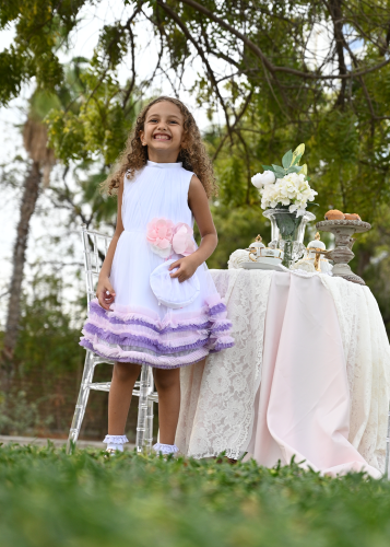 فستان بناتي من خامة التل الراقية بتصميم مميز وراقي