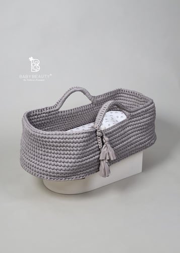 شيالة سرير راقية محاكه يدويا / رمادي