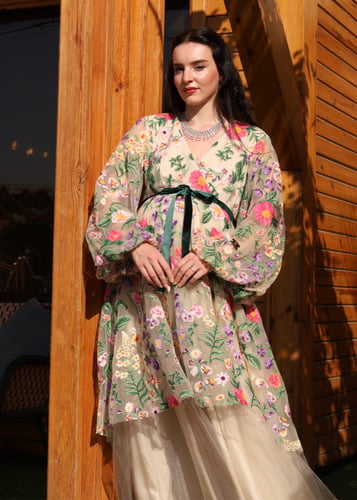 Luxury Flowers dress / Beige