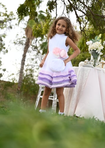 فستان بناتي من خامة التل الراقية بتصميم مميز وراقي