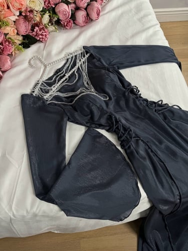 فستان العيد كرنكل لون رصاصي