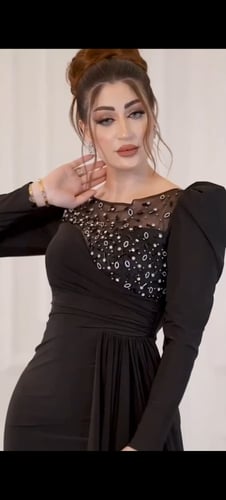 فستان تفته اسود تطريز يدوي