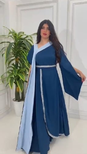 فستان تفته كريب لون ازرق