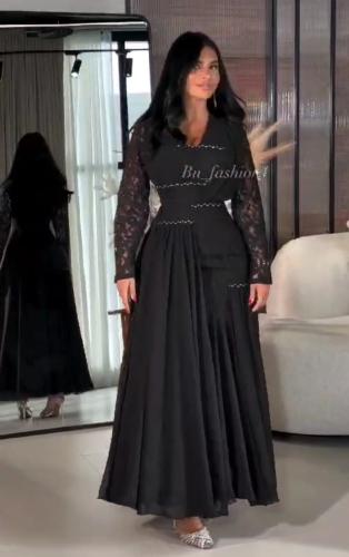 فستان خامة دانتيل لون اسود