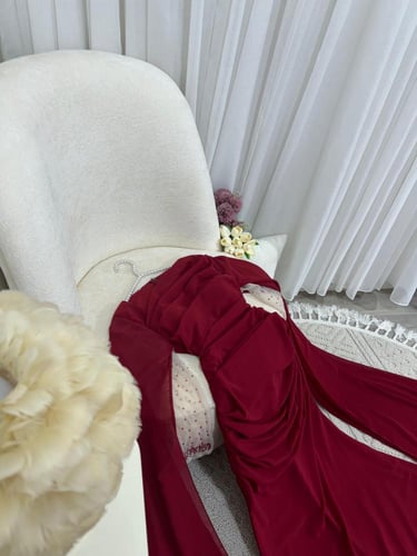 فستان شيفون جوريت لون عنابي