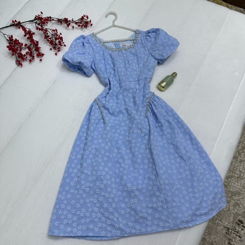 فستان تفته جاكار لون سماوي