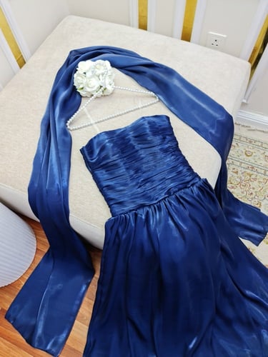 , فستان العيد لاصلي لون ازرق