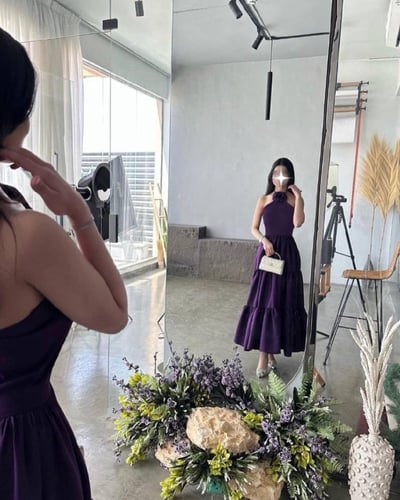 فستان موف قماش تفته كوري