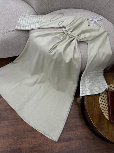 فستان رمضان لون بيج خامه لينين