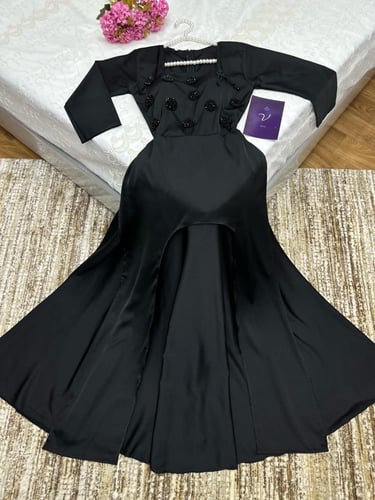 فستان العيد تفته تطريز يدوي لون اسود