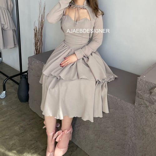 فستان العيد لون بيج فاتح