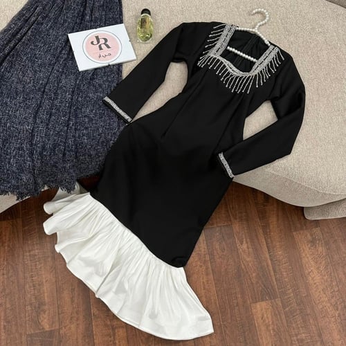 فستان باربي تطريز خرز يدوي