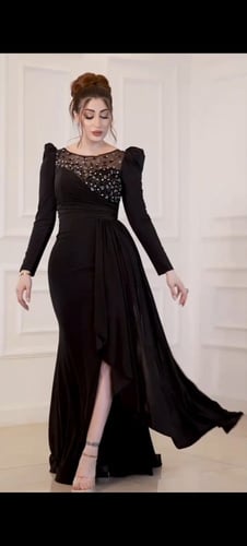 فستان تفته اسود تطريز يدوي