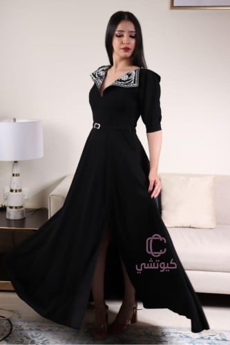 فستان كريب استرتش لون اسود