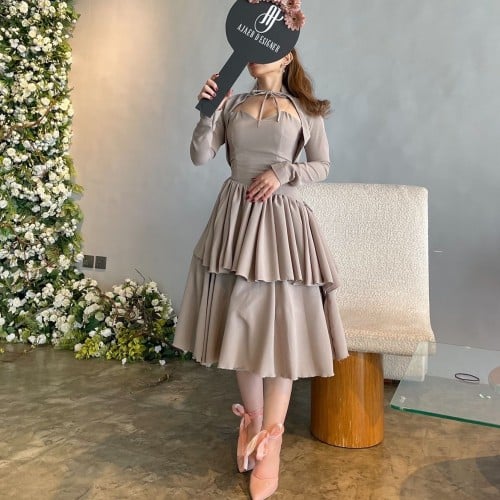 فستان العيد لون بيج فاتح