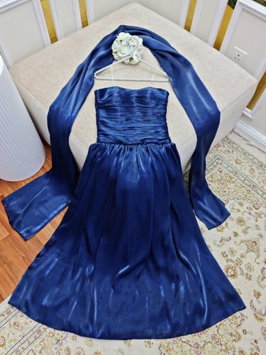 , فستان العيد لاصلي لون ازرق