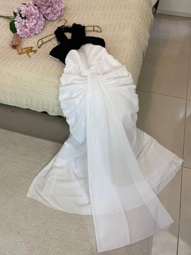 فستان شفون ميلانو لون ابيض