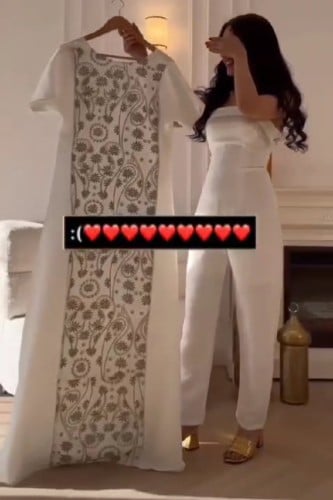 فستان ابيض قماش بحرين لون ابيض