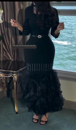 فستان كريب استرتش لون اسود