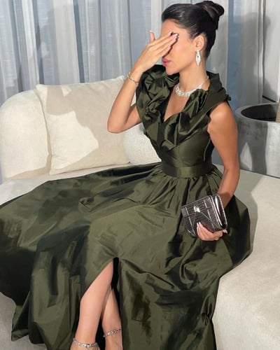 فستان تفته زيتوني