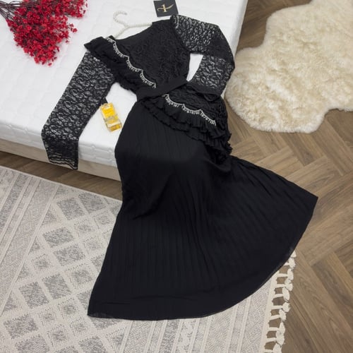 فستان العيد خامه جورجيت لون اسود