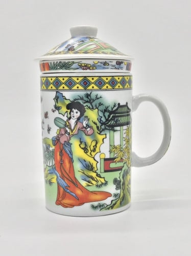 كوب شاي بسعة 330 ملل مكون من 3 قطع مزخرف