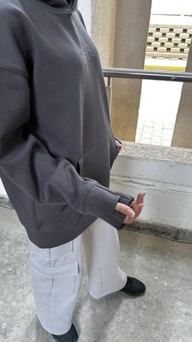 هودي رمادي oversize