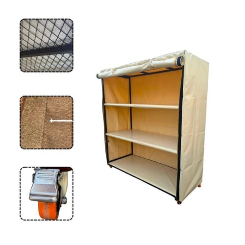 دولاب تخزين متنقل كبير لون بيج رملي