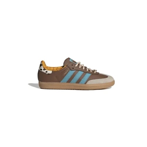Adidas Samba OG Toy Story Woody Shoes — Light Brown and Blue Sneakers