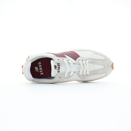 New Balance 327 trainers in off white and burgundy...