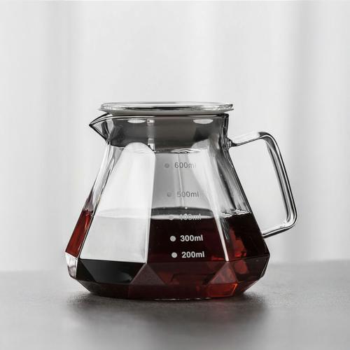 Luxurious glass server 600 ml faceted black transp...