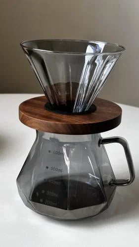 Specialty coffee preparation set, black, transparent, glass