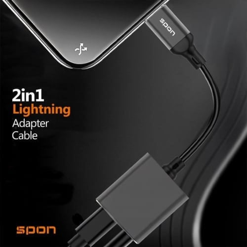 تحويلة مخرجين سماعة وشاحن للايفون