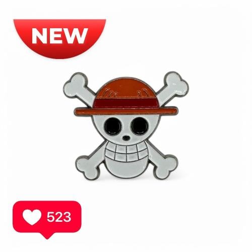 ستيكر معدني للجوال - شعار قراصنة قبعة القش من ون ب...