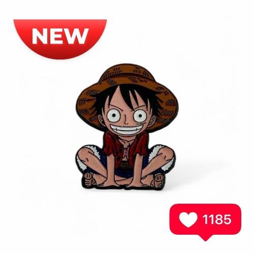 ستيكر معدني للجوال - لوفي جالس من ون بيس