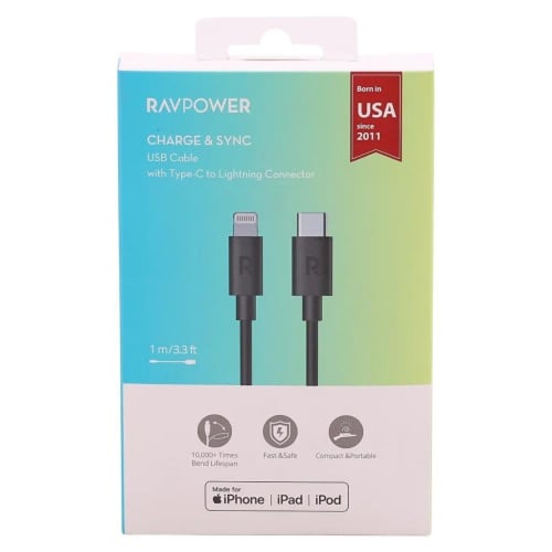 كيبل شحن راف باور Type-C to Lightning