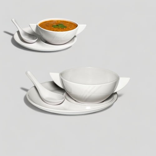 طقم زبدية شوربة ميلامين أبيض