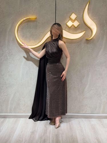 فستان مولي البني / نعومة التول وفخامة التفته